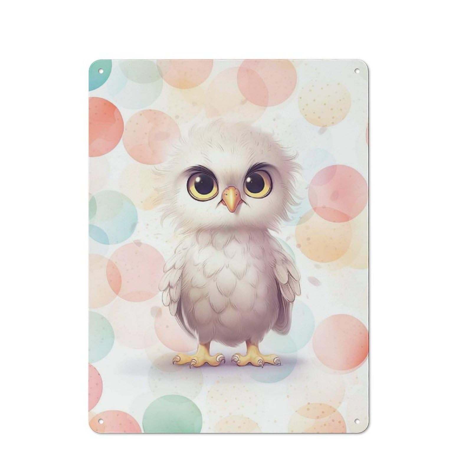 Junmoney Owl Chick Shop Front Style Metal Wall Decor 40X30cm, Cafe Metal Sign For Takeaway, Bar, Kitchen Or Counter Area