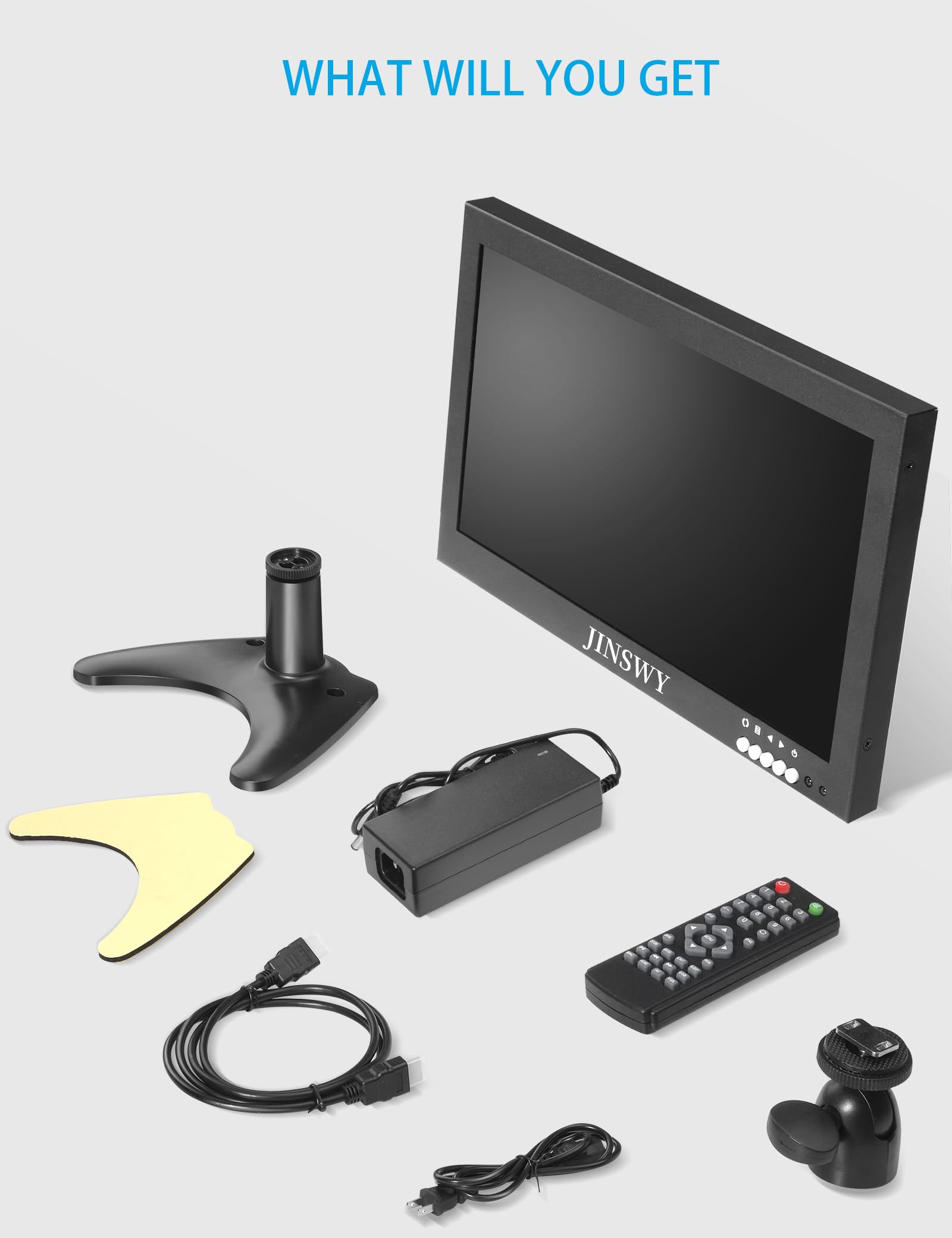 Mini monitor di sicurezza da 12 pollici, IPS 1366 x 768 in metallo, ingresso HDMI/VGA/AV/BNC/USB, altoparlanti e telecomando integrati, per sorveglianza CCTV e sistemi di sicurezza