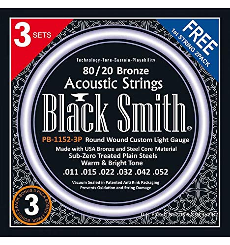 Black Smith PB-1152-3P Jeu de cordes pour Guitare - Les Beatles, Paul McCartney, John Lennon, RIngo Starr, George Harrison Black Smith PB-1152-3P Jeu de cordes pour Guitare – Image 3