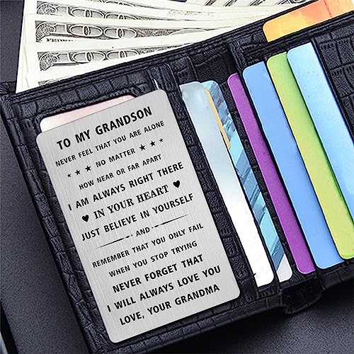 Grandson Gifts from Grandma - Unique Gift for Little Boy - Grandson Birthday Graduation Wedding Wallet Card Gifts3