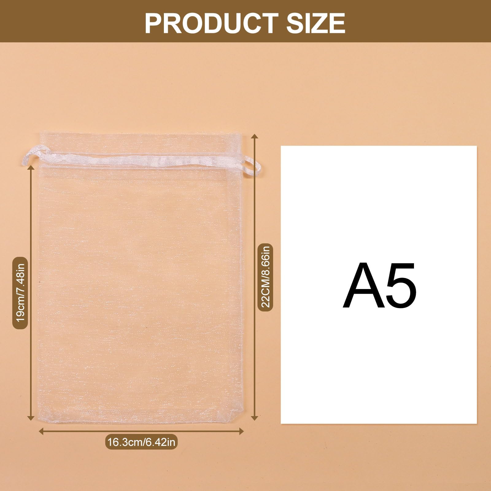 SumDirect White Sheer Organza Bags - 100Pcs 6x9 Inch Organza Gift Bags with Drawstring, Jewelry Pouches for Wedding Party Christmas Favor