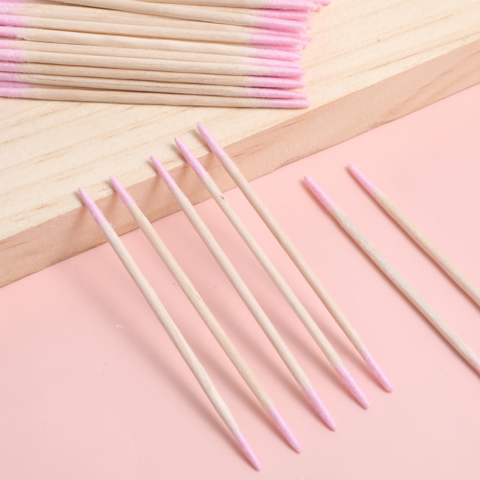 300 tamponi di cotone a punta di precisione, bastoncini per rimuovere lo smalto per unghie, applicatori per microblading, con manico in legno, tamponi di cotone a punta per rimuovere lo smalto per