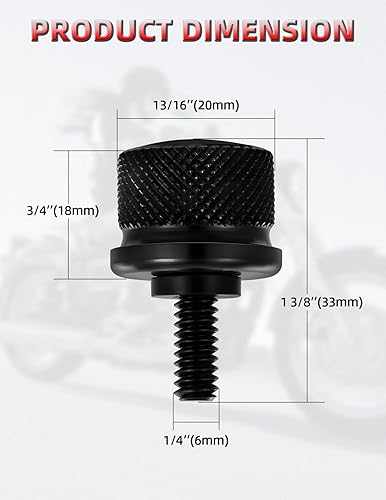 Miniatura 5 de Amazicha Perno de asiento de aluminio negro con tornillo, compatible con Harley Davidson Sportster Softail Touring Dyna 1996-2025