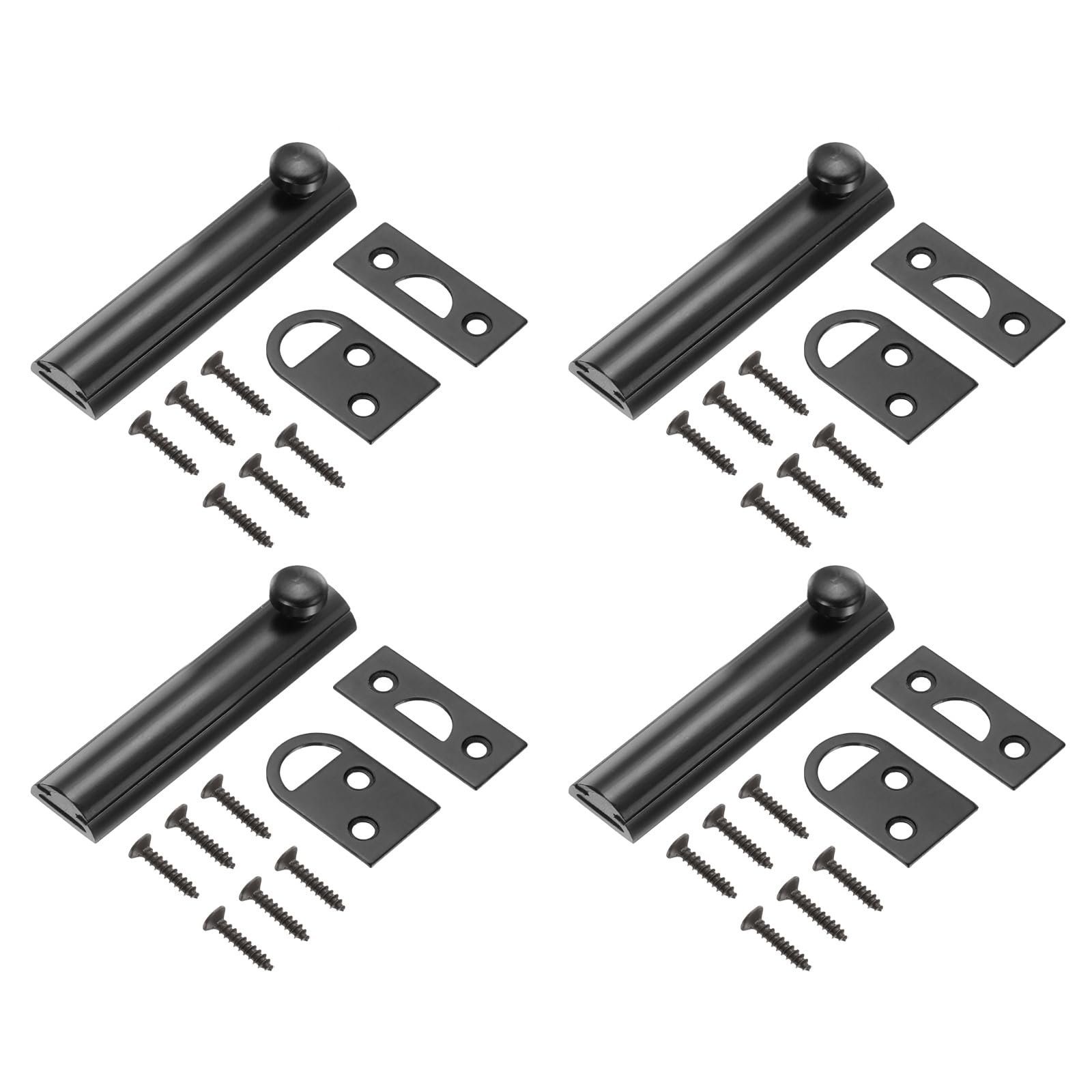 Loquet coulissant de sécurité dissimulé noir mat pour porte armoire et placard 4''