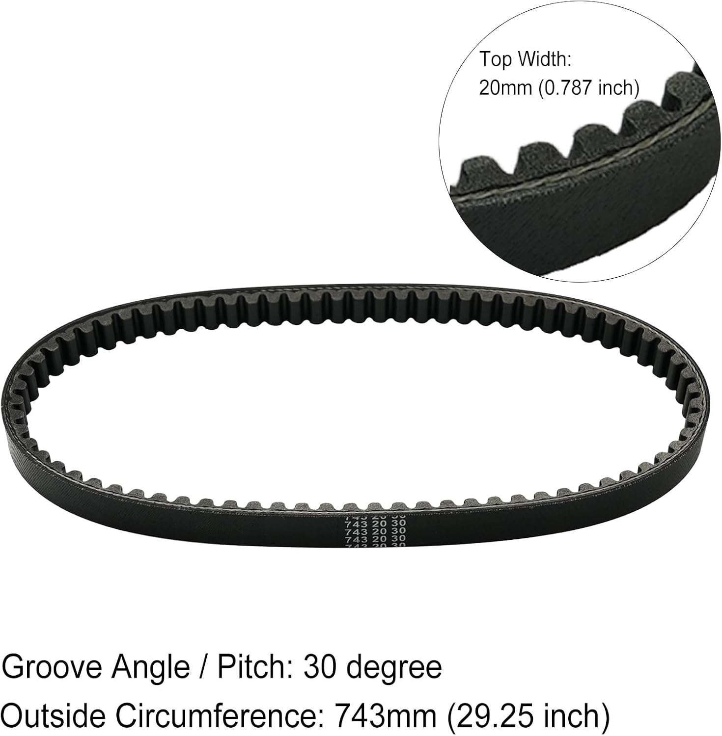 CVT Drive Belt Compatible with GY6 125cc 150cc 52QMI 157QMJ Short Case Engine Scooter Moped ATV Go Kart 743 20 30 (Pack of 1)