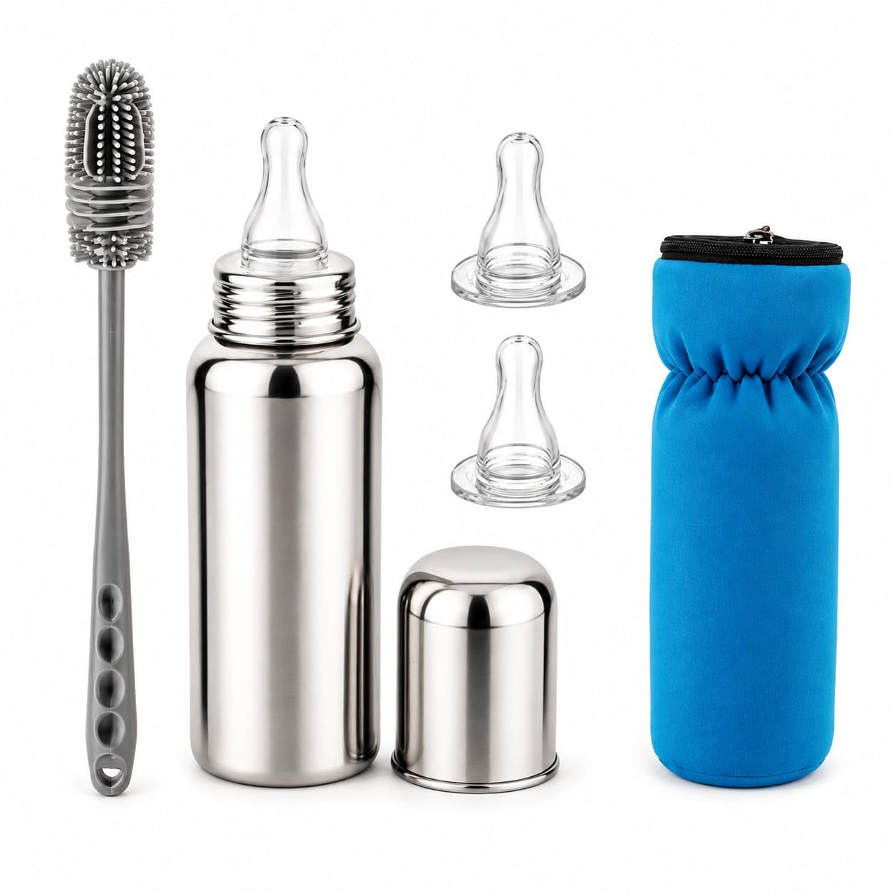 Buy Baby Steel Feeding Combo, Stainless Steel Baby Bottle 250ml