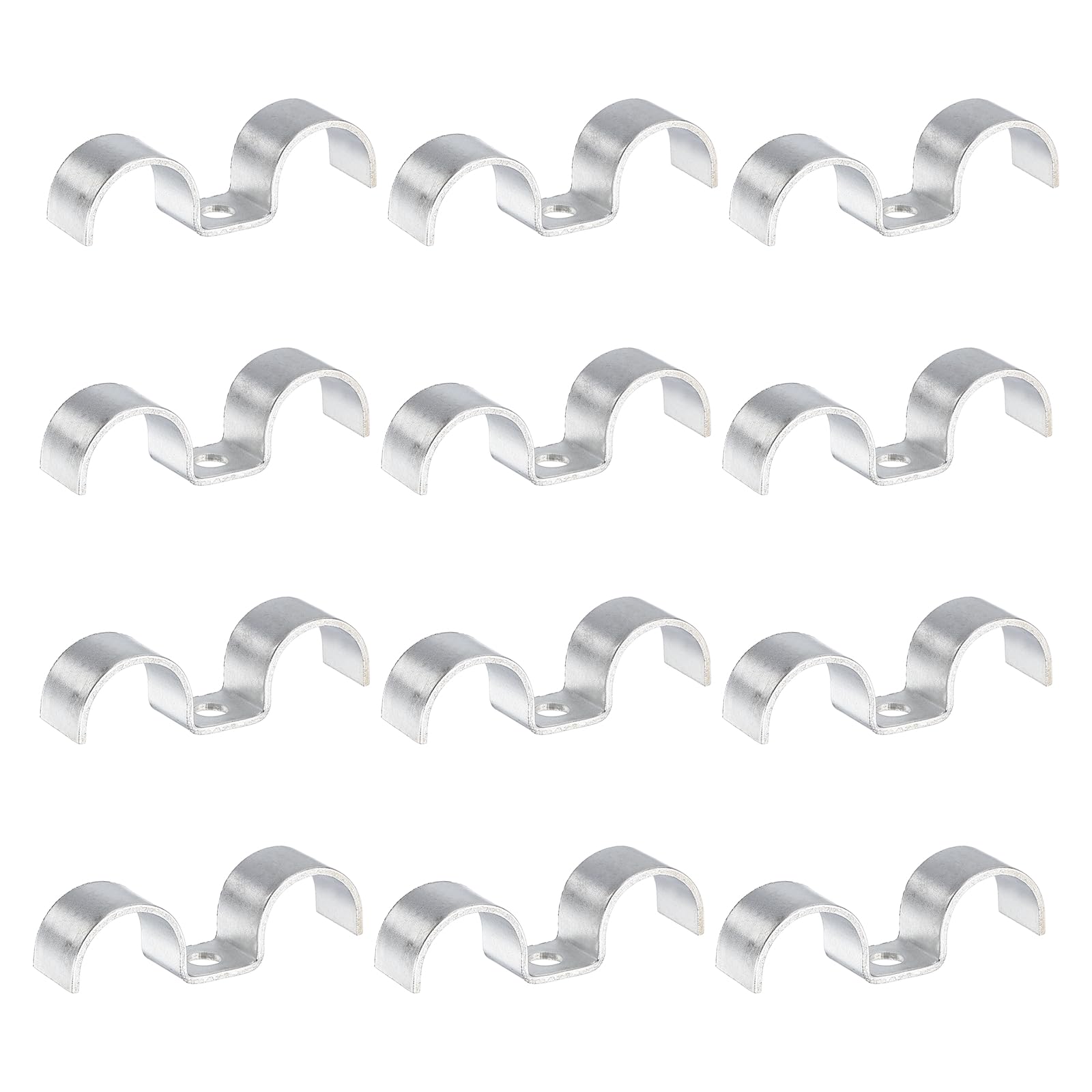 sourcing map 12Pcs Stainless Steel Double Line Clamp 22 mm / 7/8 inch Fuel Lines Clips M-Shape Mounting Clip for Brake Fuel Lines Tubes Wire Pipe Cord Installation, Silver