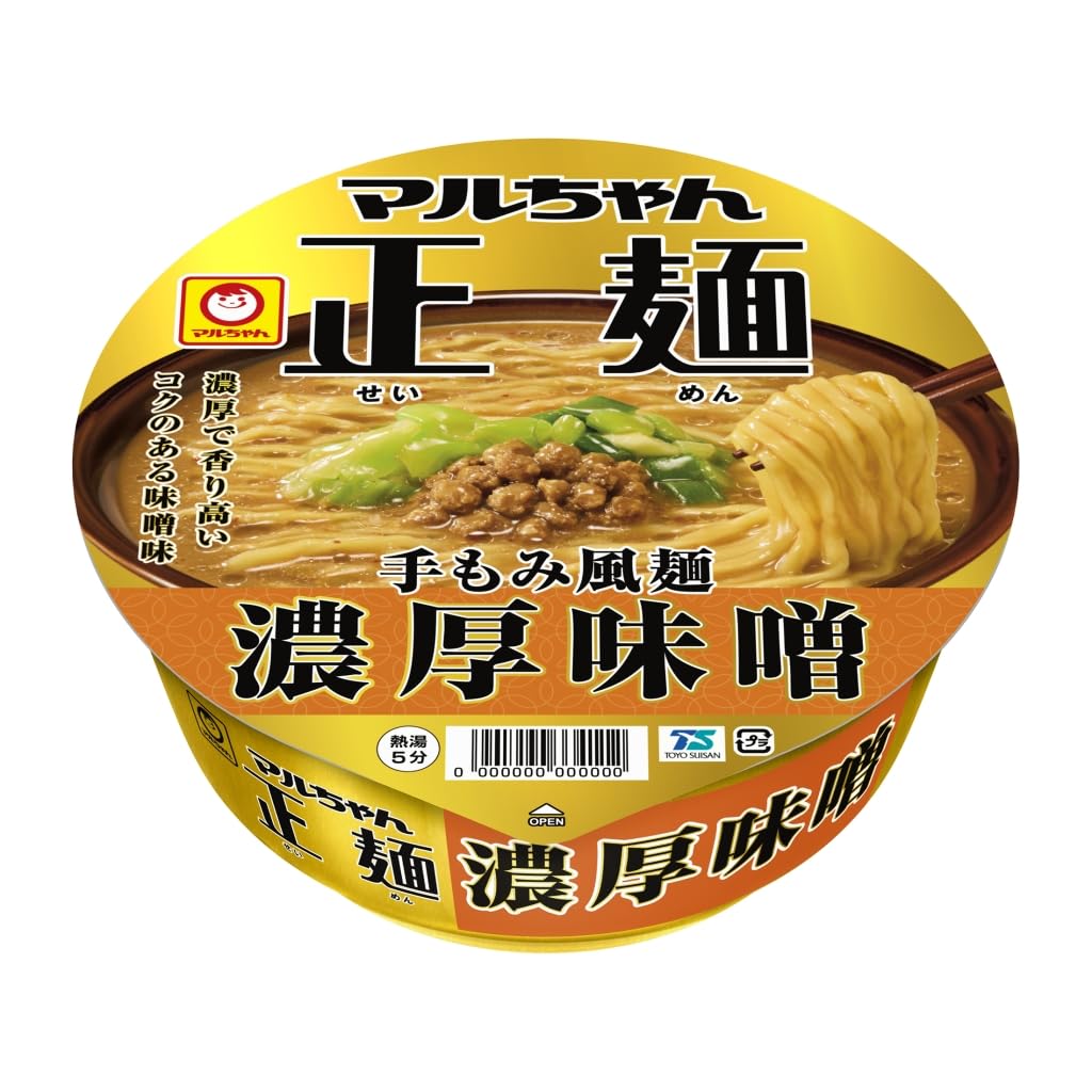 Maruchan Seimen Cup, Rich Miso Flavor (131g×12 pieces / Cup Noodles) Instant Ramen (Mochi Mochi Hand-Kneaded Style Noodles × Rich Miso Soup with High Aroma) Box Purchase Ramen, Toyo Suisan