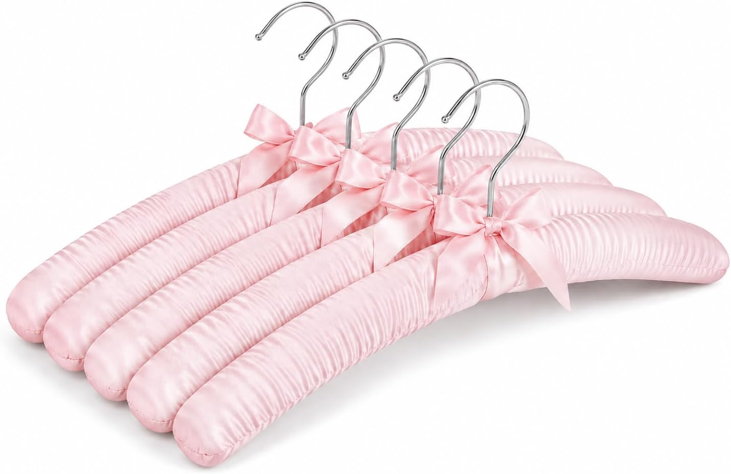 5 Pack Satin Padded Hangers for Women's Clothing, Non-Slip