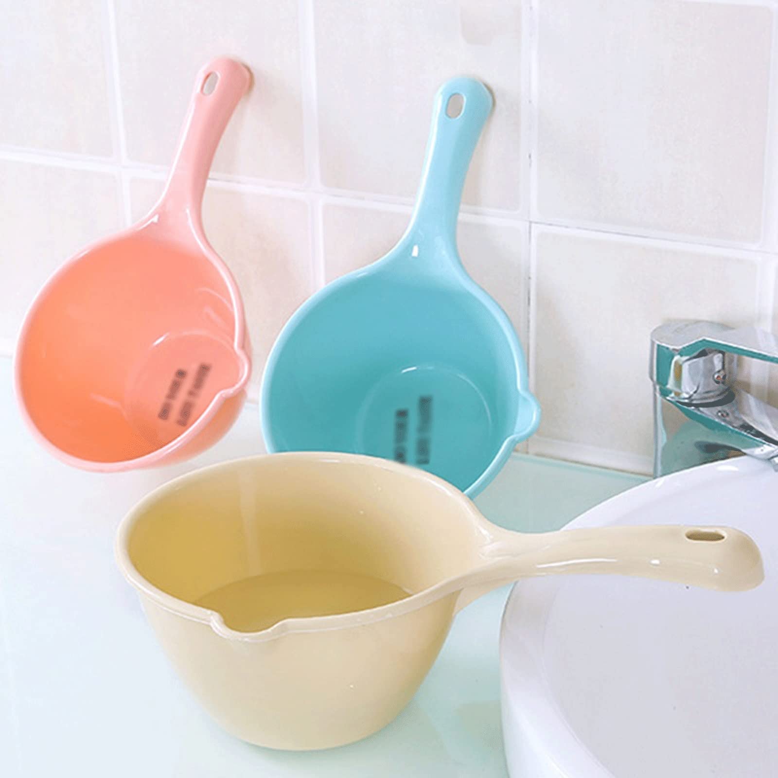 Plastikowe miarki do wody miarka do kąpieli mycie włosów gruby długi uchwyt narzędzie gotowanie kuchnia miarka wody 2 szt