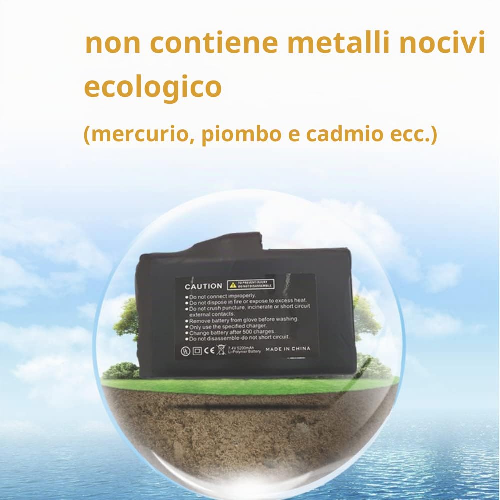 Riloer Batteria Ricaricabile ai Polimeri di Litio - Batterie 7.4V 2200mAh per Guanti Riscaldati Calze Cappelli, Interfaccia Femmina DC 3.5x1.35MM