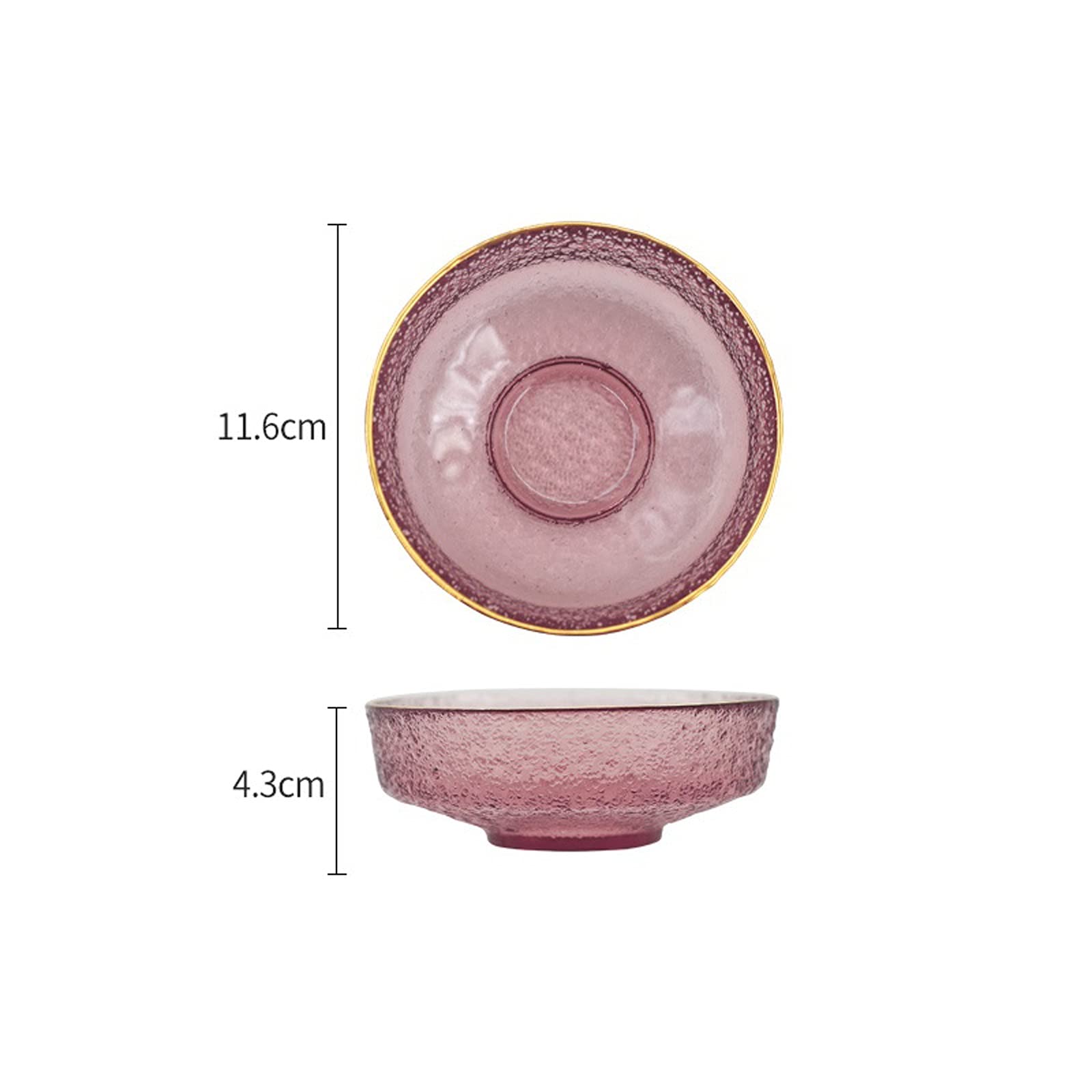 caihuashopping Salaterka szklana Home Dinnerwareround złota krawędź szkło kryształowe ceramika miska do sałatek przezroczysta miska na śniadanie miska na owoce łatwa do czyszczenia (2 sztuki) miska do serwowania