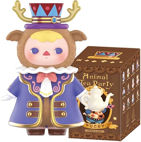 POP MART Pucky Animal Tea Party - Caja exclusiva de figuras de acción, caja a granel, juguete de arte popular coleccionable, figura de regalo