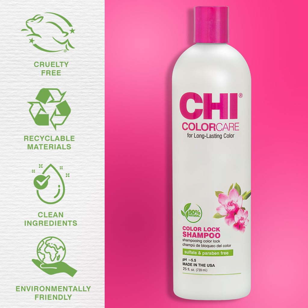 CHI ColorCare Color Lock Shampoo, Locks In Color & Replenishes Moisture For Color-Treated Hair, Sulfate, Paraben, & Cruelty-Free, 25 Oz - Image 6