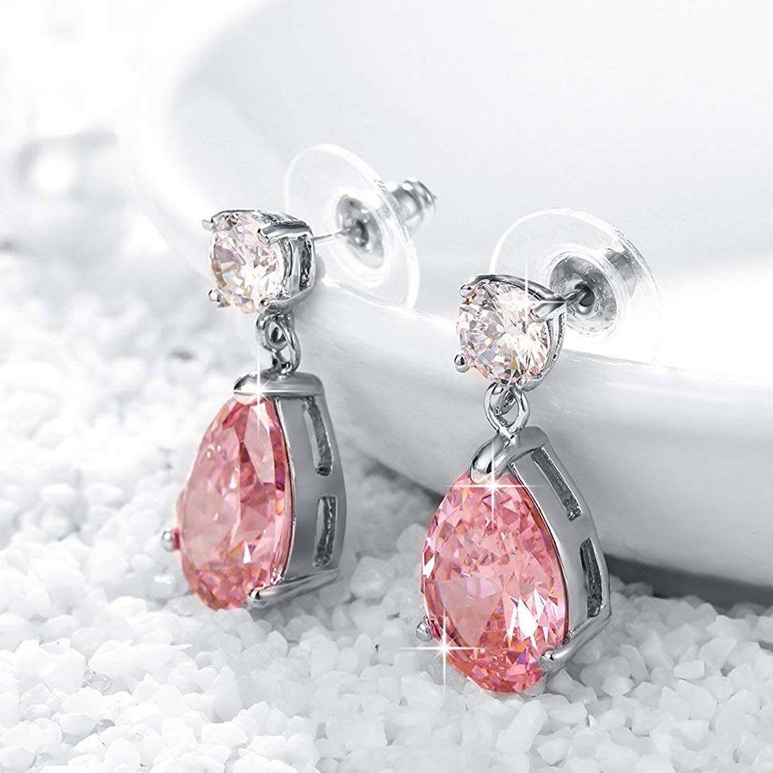Crystal Teardrop Silver Plated Earrings (CT-ERG-45113)