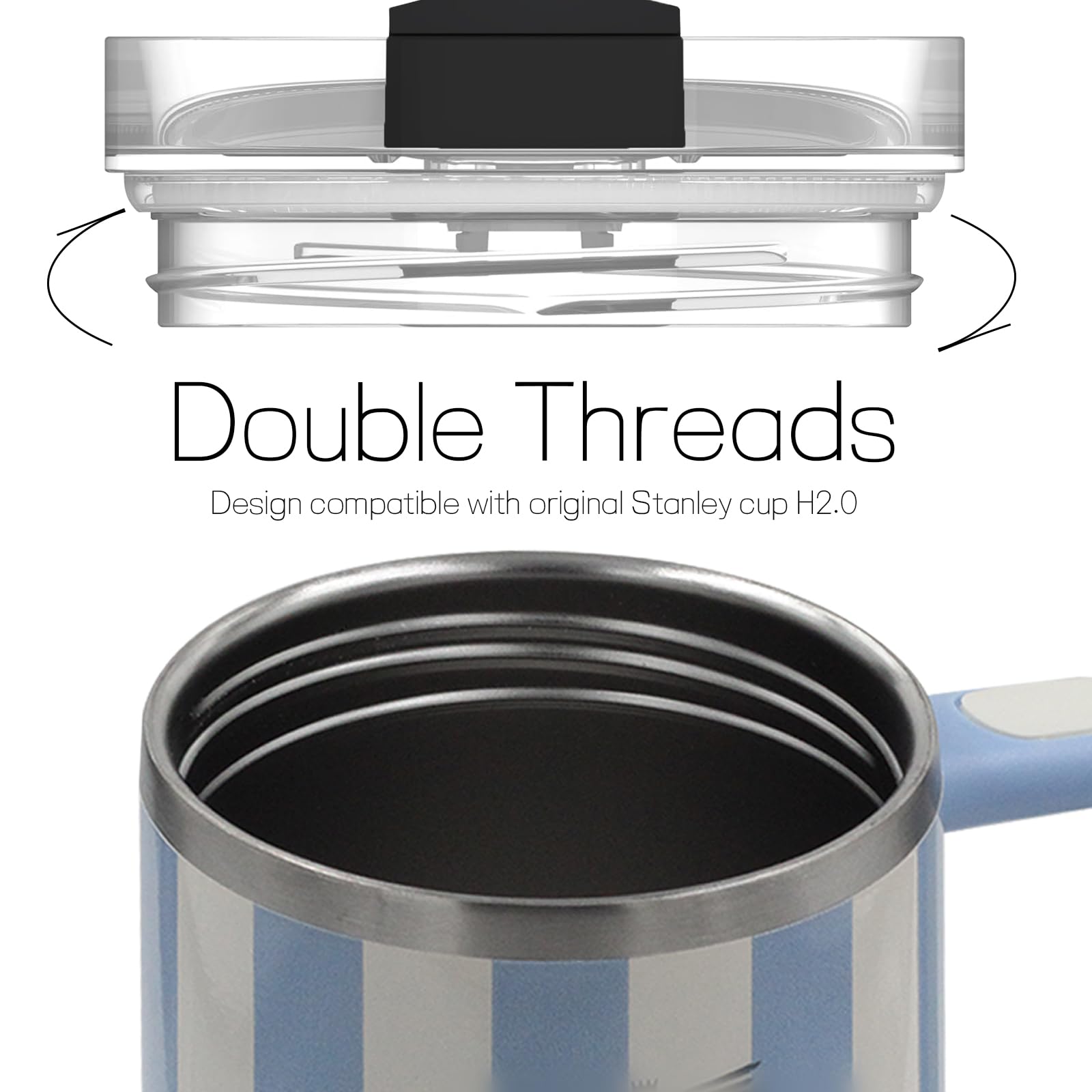Ersatzdeckel für Stanley-Becher, 1,2 l, Kostengünstiger Ersatzdeckel für beschädigte oder verlorene Stanley-Becherzubehör, BPA-frei, 2-teiliges Set (Cool Black, 2er-Pack)