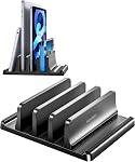 Vaydeer 3-Slot Vertical Laptop Stand Made of Premium ABS Plastics 5 in 1 Design Space-Saving Adjustable Desk Organizer for All MacBook/Chromebook/Surface (White)