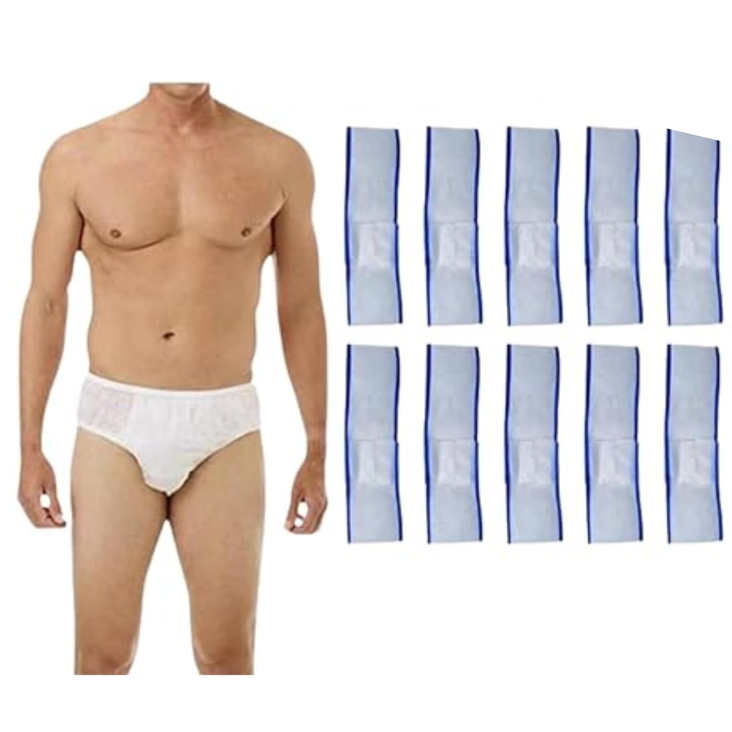 doberyl Pack of 20 Men's Use and Throw Disposable Underwear Briefs for Men 10 pcs, Headband 10 pcs White-picture-17