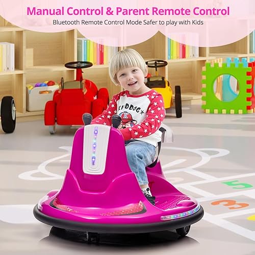 Miniatura 7 de Auto de parachoques eléctrico para niños, con control remoto, cinturón de seguridad, música, luces intermitentes, giro de 360 grados, 2 modos de