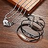 Cupimatch 2 Pairs Couple Matching Necklace Bracelets Set, Stainless Steel Adjustable I Love You Heart Puzzle Necklace His and Hers Bracelets Her King His Queen CZ Relationship Bangle #5