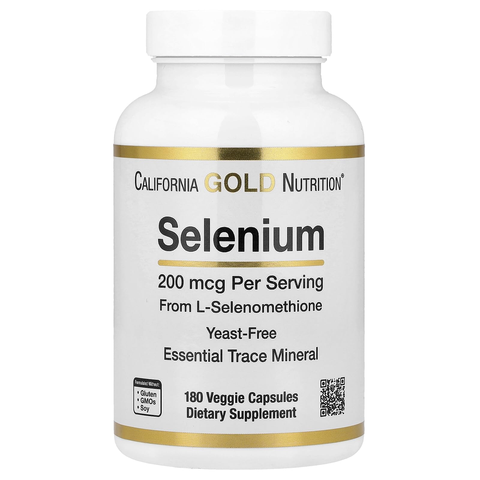 California Gold Nutrition, Selenium, Yeast-Free, 200 mcg, 180 Veggie Capsules