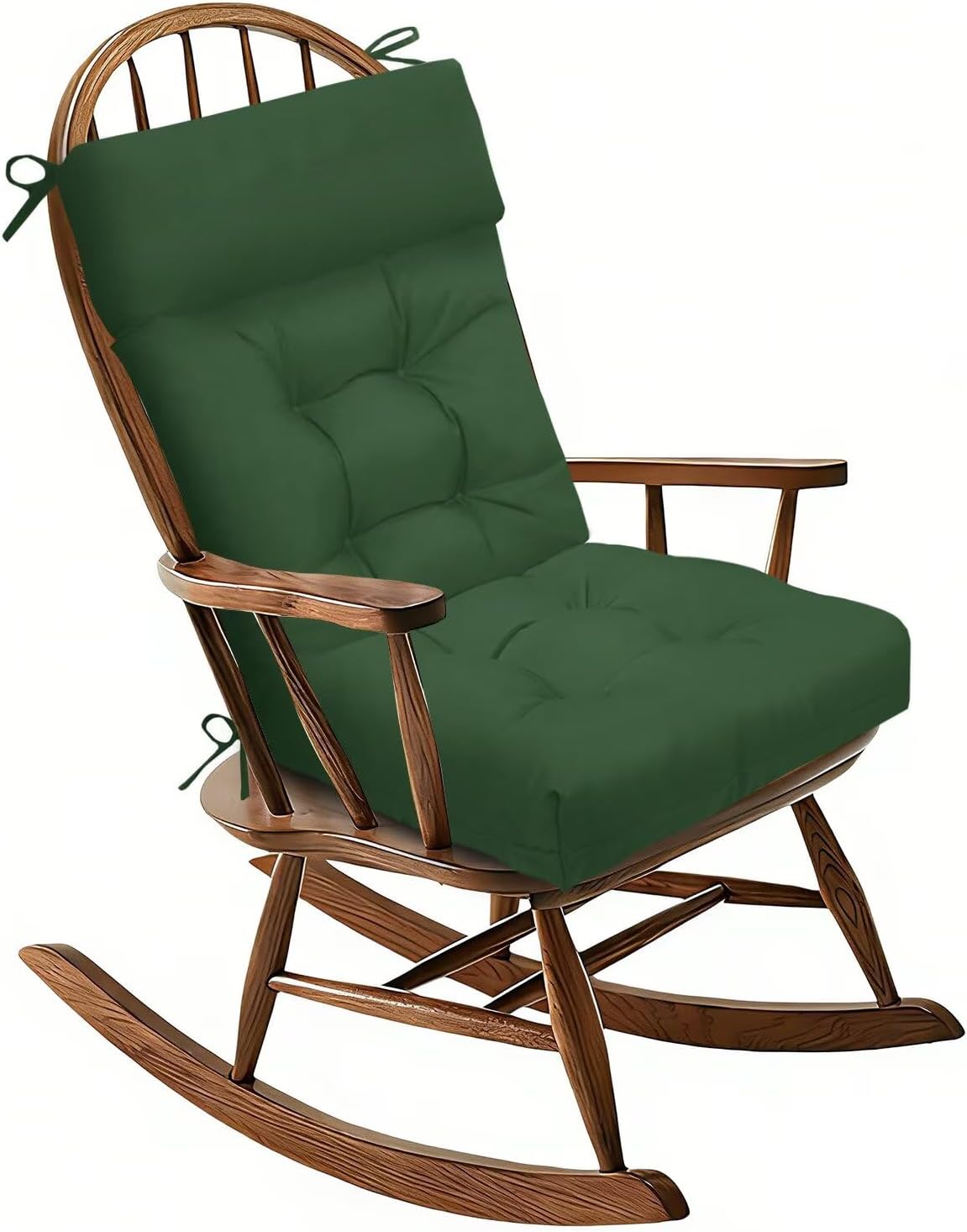 Indoor Outdoor Rocking Chair Cushion Waterproof Patio Seat Pad Tufted Rocker Chair Cushion for Home Garden 40×20in Dark Green