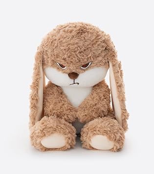 ZEIO Grumpy Bunny Stuffed Animal, 16.9" Plush Rabbit Stuffed Animals with Floppy Ears, Cuddly Soft Plush Toys Huggable, Perfect for a GiftDark Brown
