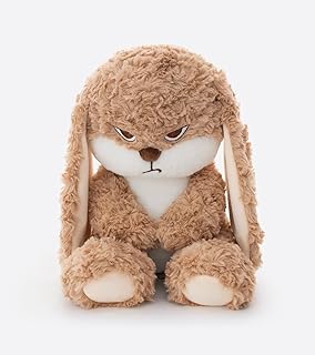 ZEIO Grumpy Bunny Stuffed Animal, 16.9" Plush Rabbit Stuffed Animals with Floppy Ears, Cuddly Soft Plush Toys Huggable, Perfect for a Gift(Dark Brown