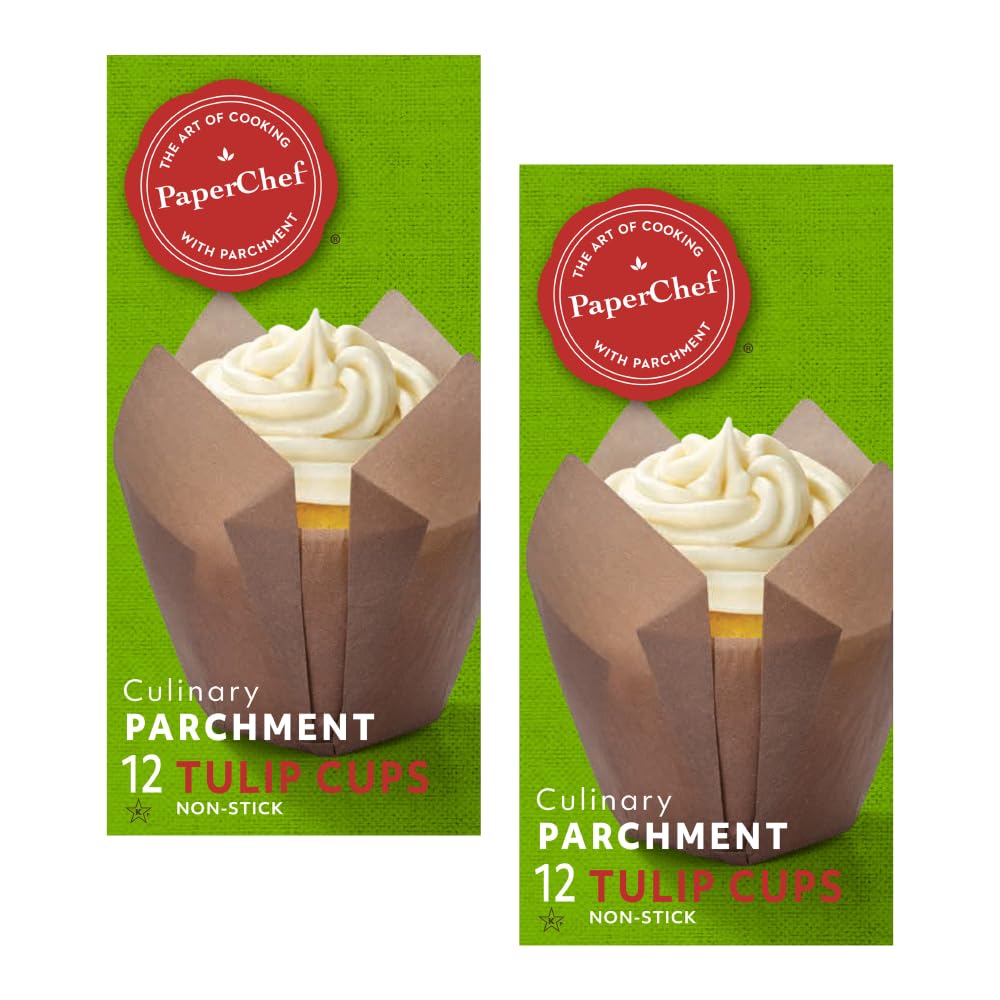 PaperChef - Parchment Tulip Baking Cups - Easy Release, Non-Stick Paper - 12 Count - 2 Pack