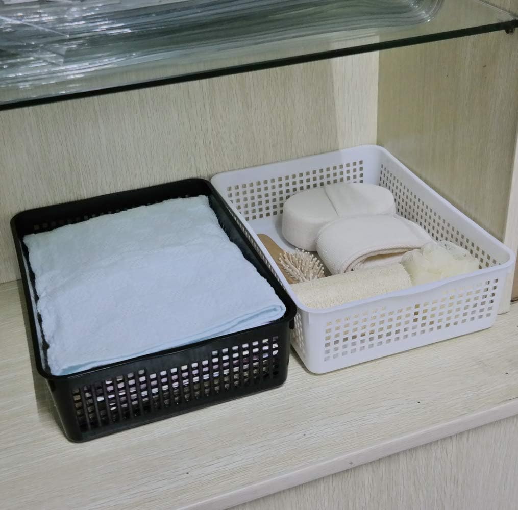 Teyyvn Rectangular Plastic A4 Paper Storage Baskets Trays, Set of 6 Letter Size Plastic Baskets
