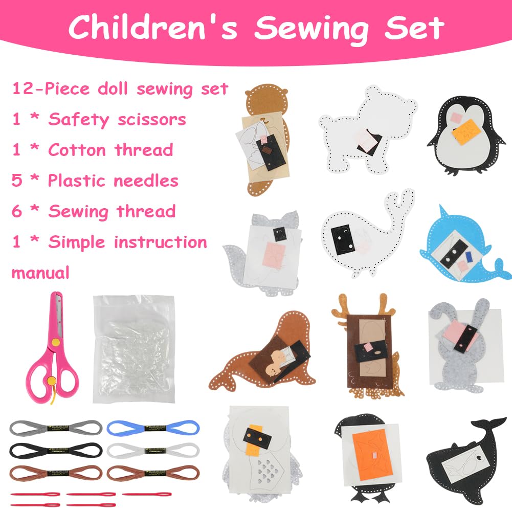 Vicloon Sewing Kit for Kids 12-Piece Cute Animal Sewing Craft Kits - Image 2