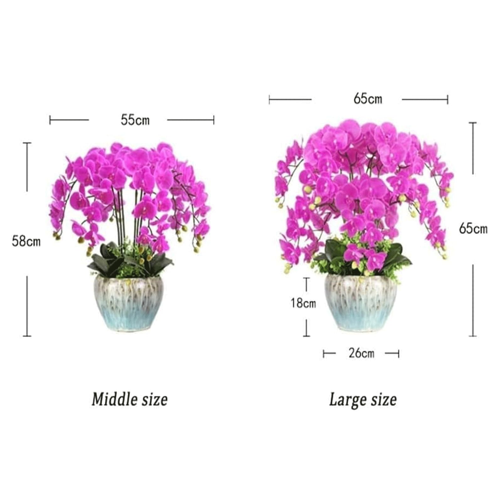 Sztuczne kwiaty Phalaenopsis z ceramicznym wazonem, prawdziwa w dotyku, sztuczna orchidea do domu, biura, dekoracja stołu weselnego