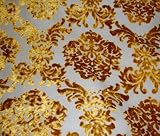 Gold Burn Out Floral Burst Pattern Upholstery and Drapery Fabric Per Yard