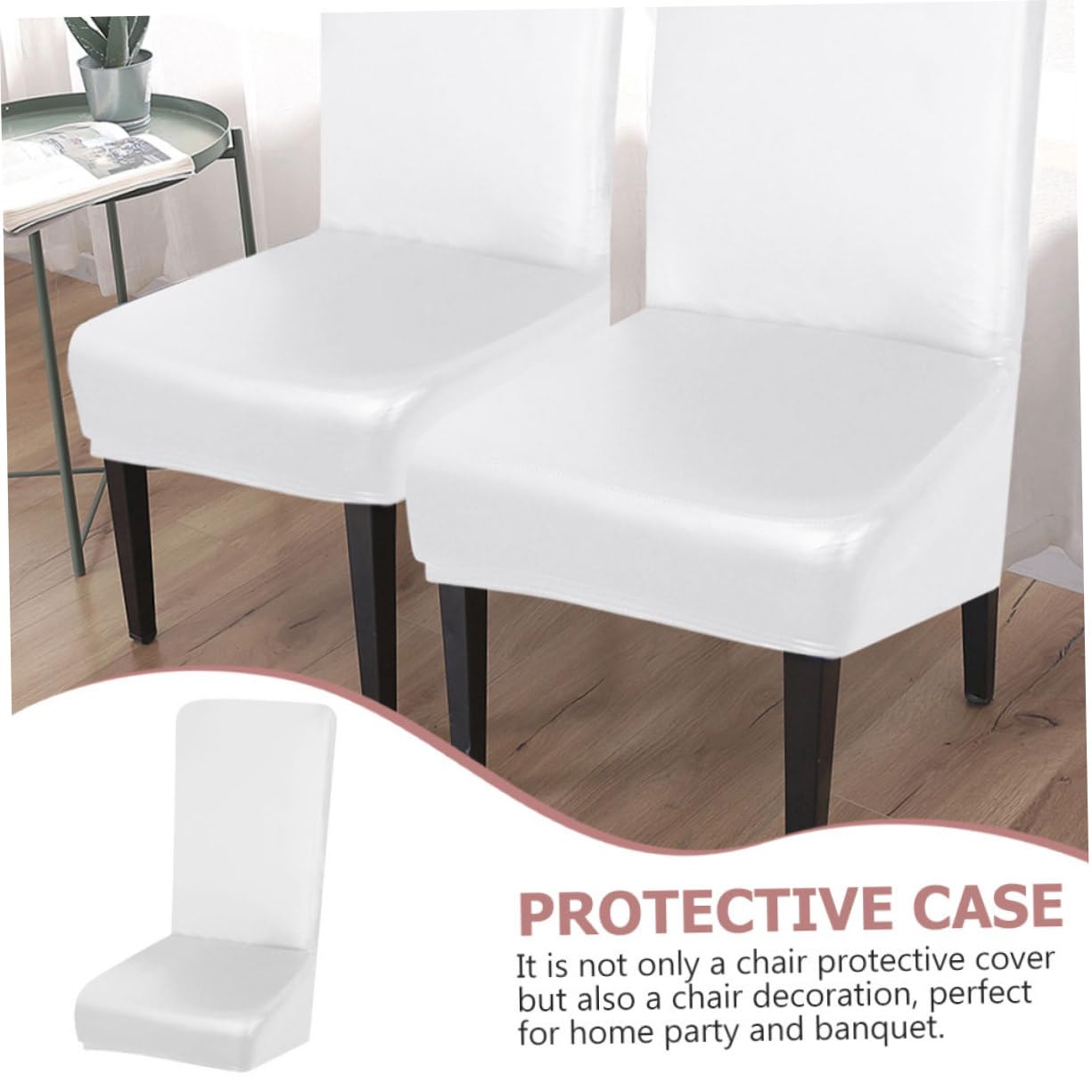 ABOOFAN Fundas de Silla de PU Elásticas 4 Piezas para Comedor