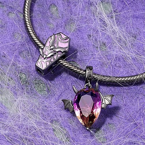 GNOCE Halloween Bat Coffin Charms for Bracelet 925 Sterling Silver Bead Charms for Bracelet/Necklace Jewelry Gift For Women Mother's Day2