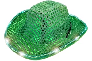 Led Hat Cowboy Sequin Party Cap Flashing Light Up Dance Party Cowboy...