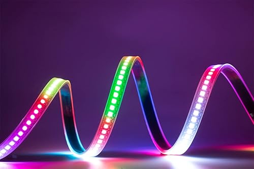 Miniatura 2 de WS2812B Tira de luz LED direccionable individual 144Pixelsm SMD 5050 RGB Pixel Strip DC5V (3.2FT 144LEDS impermeable IP67, PCB blanco)