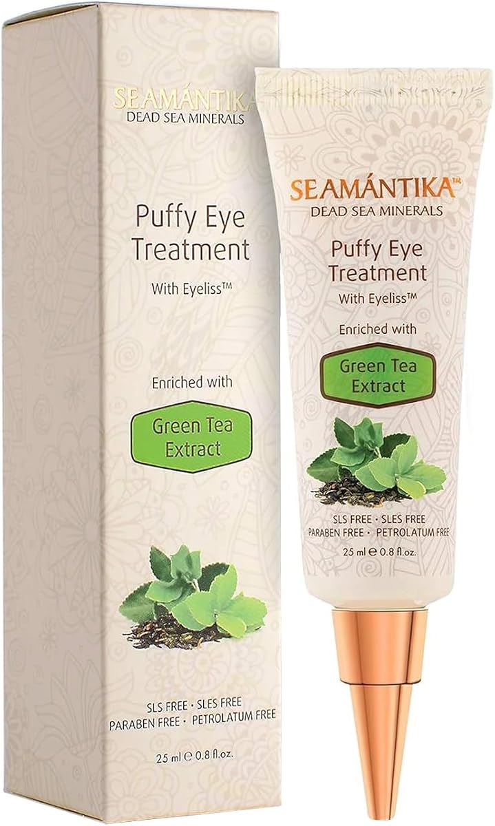Puffy Eye Treatment Instant results – Naturally Eliminate Wrinkles, Puffiness, Dark Circle and Bags in Minutes – Hydrating Eye Cream w/ Green Tea Extract, Dead Sea Minerals by SEAMANTIKA – .8 fl.oz.