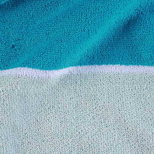 Superior Luxurious Soft Velour Absorbent Terry Thick Plush Striped Oversized Beach Towel, 34" X 64", Pacific #TOP3