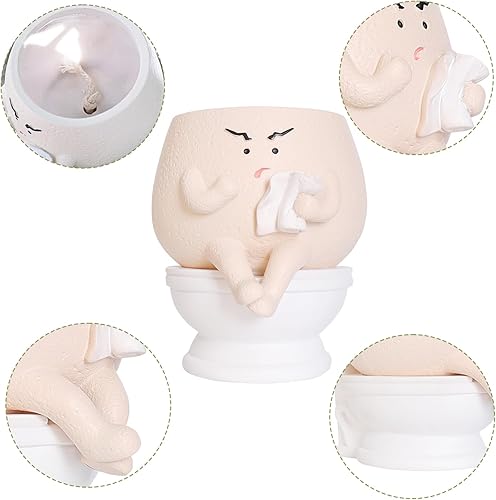 Miniatura 4 de NINIPAPA Divertida maceta de inodoro con orificio de drenaje para plantas de interior, bonita maceta de riego automático para macetas suculentas,