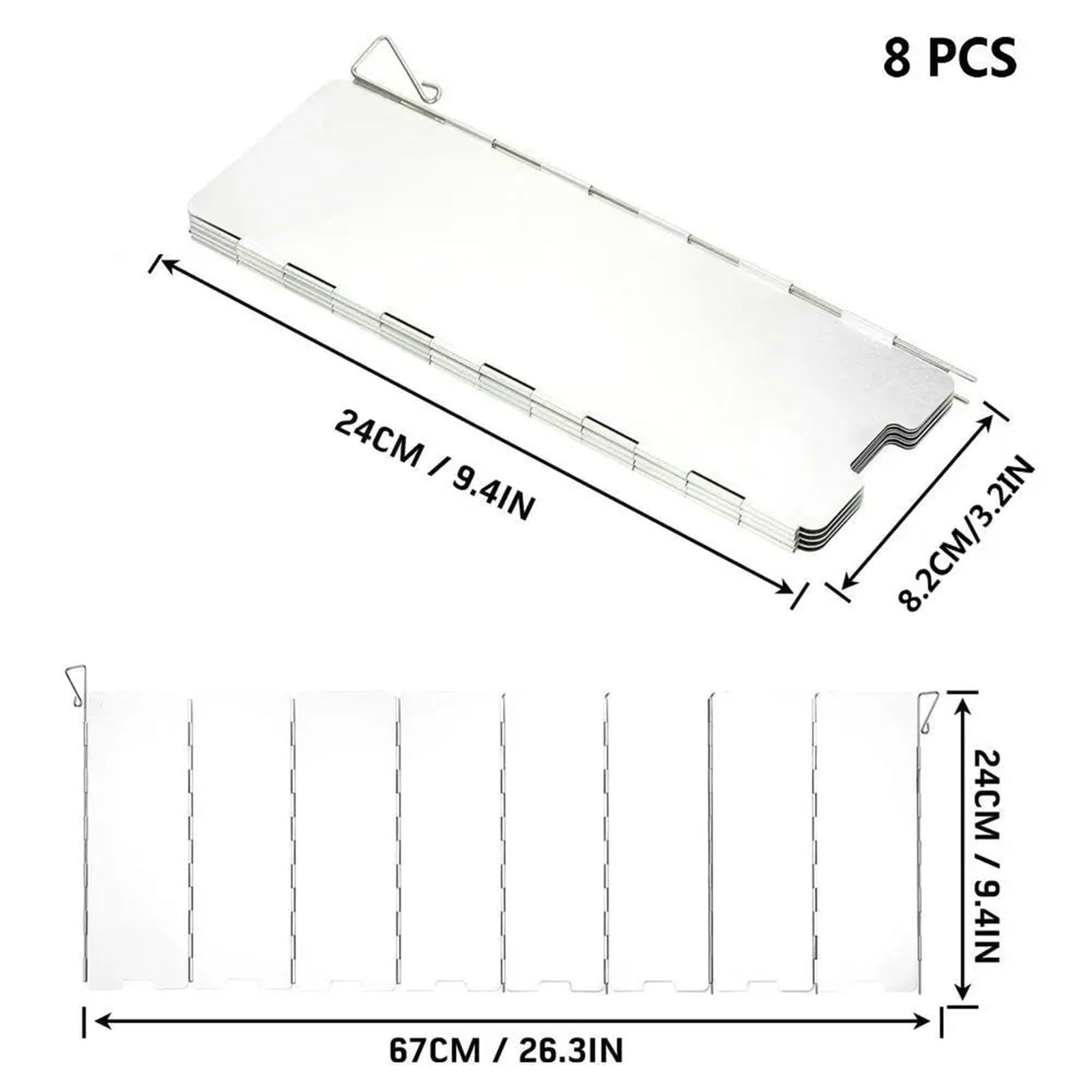 Paravientos para Hornillo de Camping Estufa de Gas 8 Placas, protección contra el Viento, for Exteriores, Camping, Picnic, Cocina, Quemador, Pantalla a Prueba, aleación Aluminio