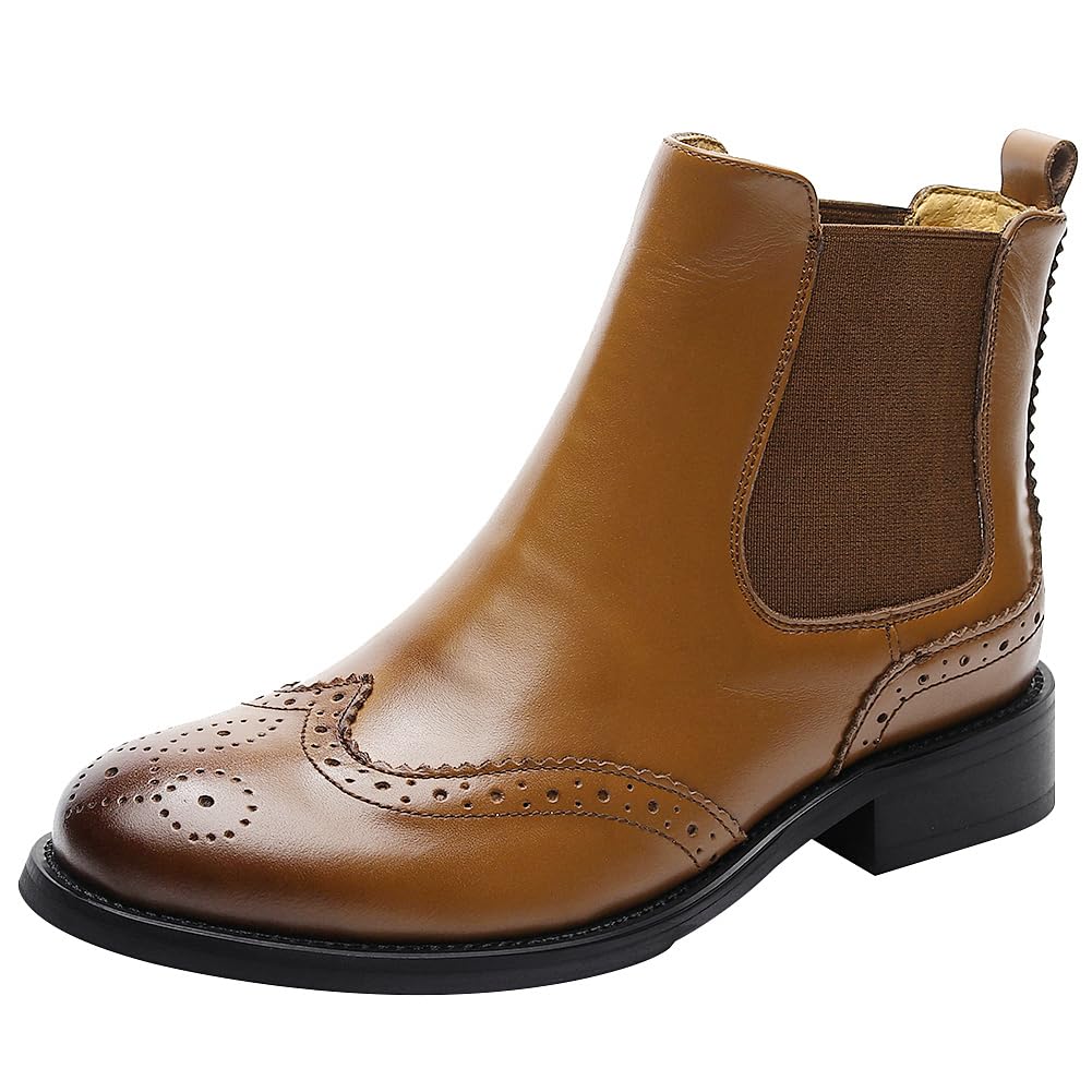 Leather Ankle Boot Ladies Brogues Boots Rismart Women's Brogue