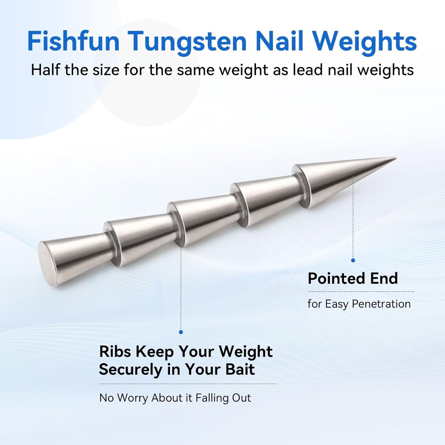 12/20pcs Tungsten Nail Weights for Neko Wacky Rig Fishing, Insert Pencil Worm Sinkers for Bass Fishing
