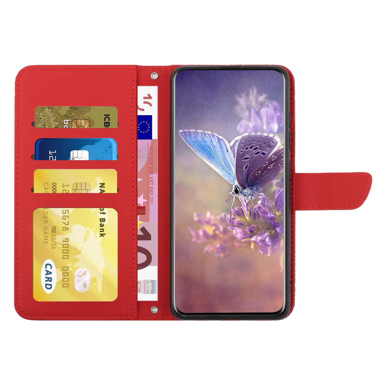 PHASE Cover Pelle per Huawei Honor Magic4 Lite 5G / 4G, Portafoglio PU Pelle Slot Schede, Custodia Cavalletto Stile Libro Chiusura Magnetica, Flip Case -Oro Rosa