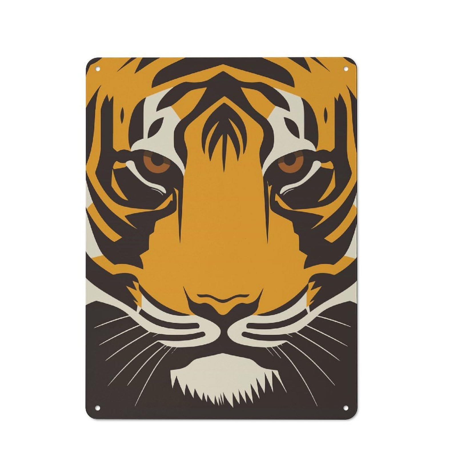 Junmoney Tiger Face Illustration Metal Sign 40X30cm With For Pub Or Café, Retro Decor, For Cooler-Month Interiors With Retro Character