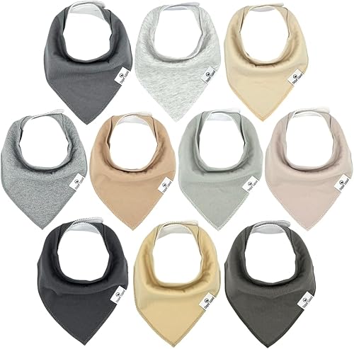 Diaper Squad 100 algodón orgánico neutro sólido paquete de 10 baberos bandana para bebés para niños y niñas colores lisos