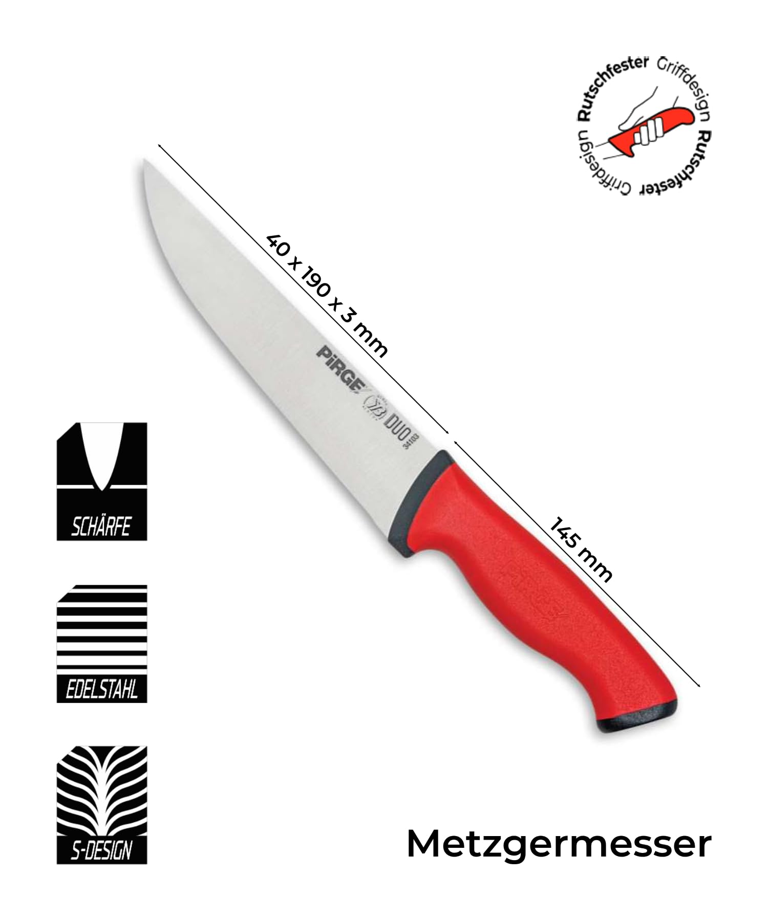Pirge Set di coltelli da macellaio, 6 pezzi, coltelli da macellazione con impugnatura antiscivolo - Coltelli da carne - Affilatura eccellente - Coltelli da disosso