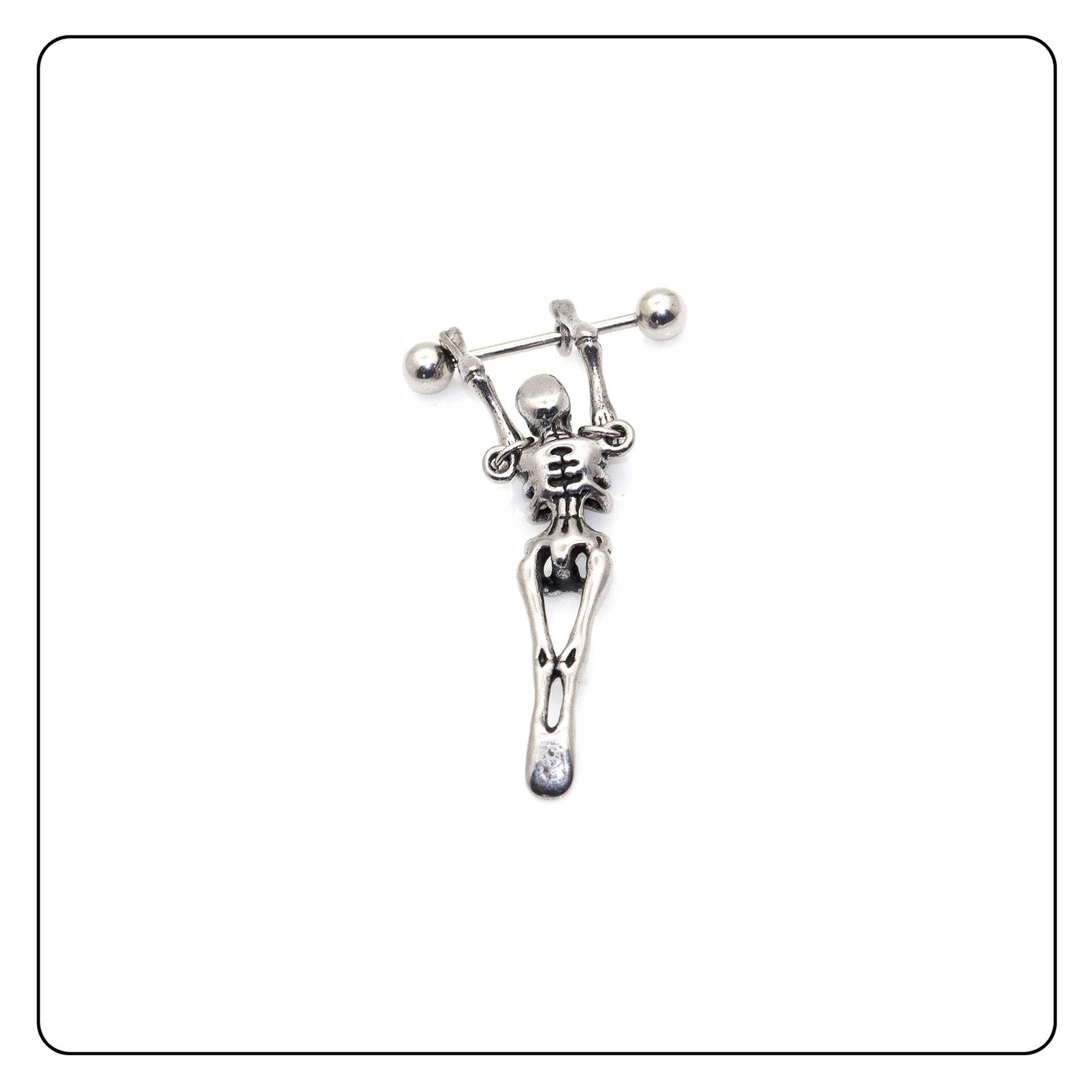 Aretes de esqueleto de calavera de acero inoxidable Hip Hop, 2 unidades, Acero inoxidable Acero aleado, No es una piedra preciosa 4