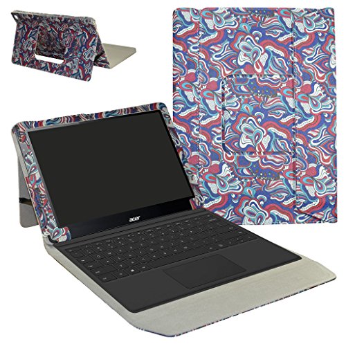 Acer Switch Alpha 12 Case,Mama Mouth 2-in-1 Romovable Portfolio PU Leather Folio Stand Cover for 12" Acer Aspire Switch Alpha 12 Windows 10 Detachable Convertible Laptop Tablet,Mushroom Fantasy