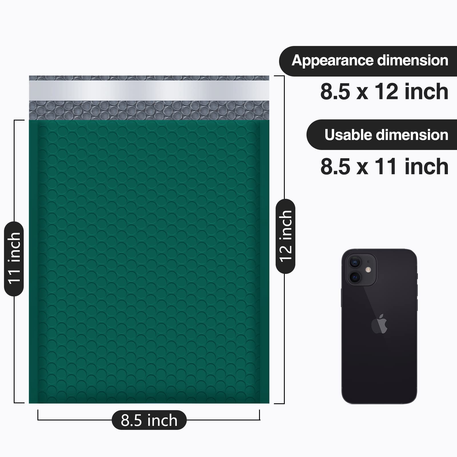 UCGOU Luftpolster-Versandtaschen, 21,6 x 30,5 cm, Grün, 25 Stück, Nr. 2, mittelgroß, blickdicht, selbstklebend, wasserdicht, Boutique-Versandtaschen